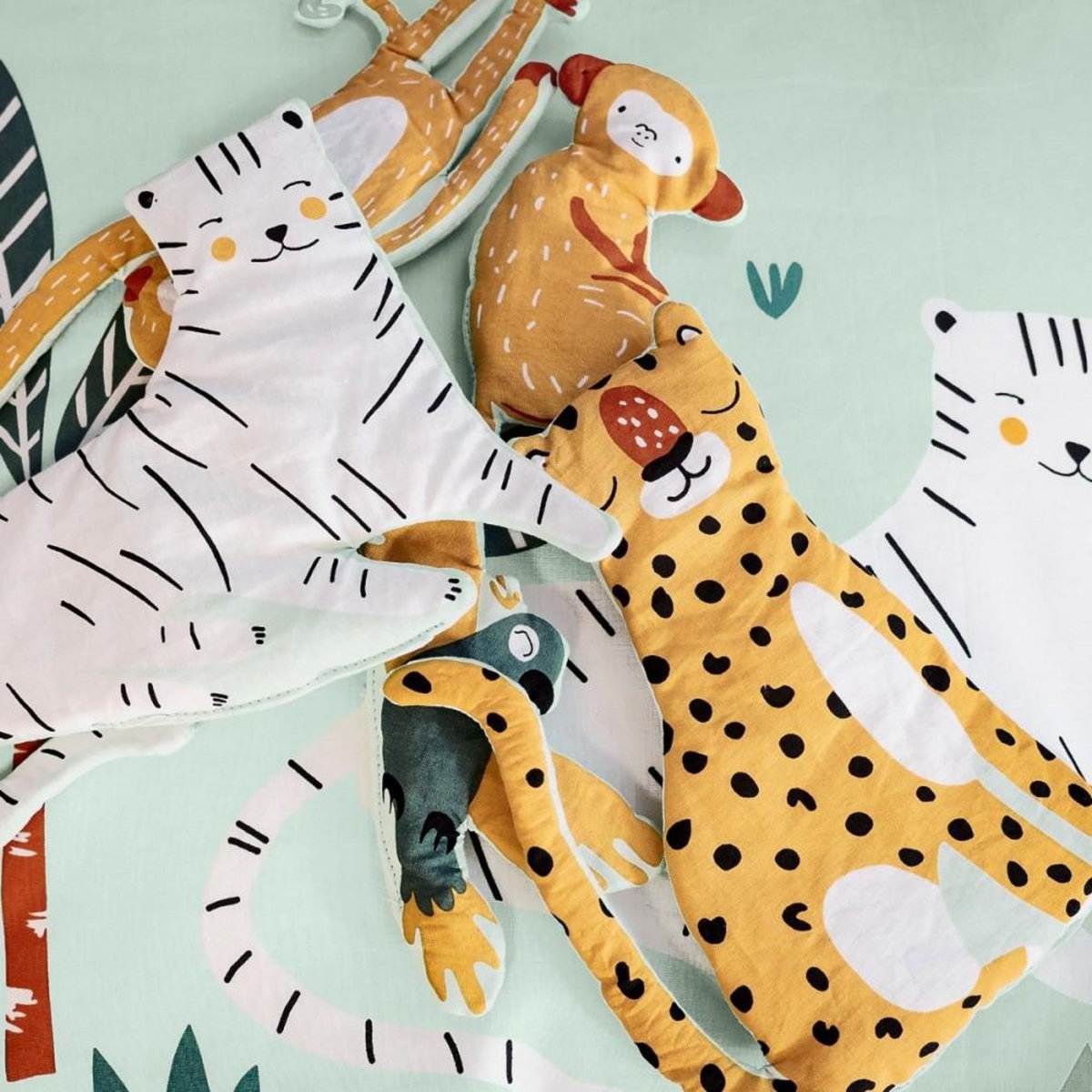 COTE DECO Housse de couette 140x200 réversible + 1 taie JUNGLE MANIA