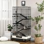 Voir la diapositive 2 : PAWHUT Cage pour cochons d'Inde chinchilla rongeur sur roulettes - 5 étages, 3 portes, plateau déjection - noir gris