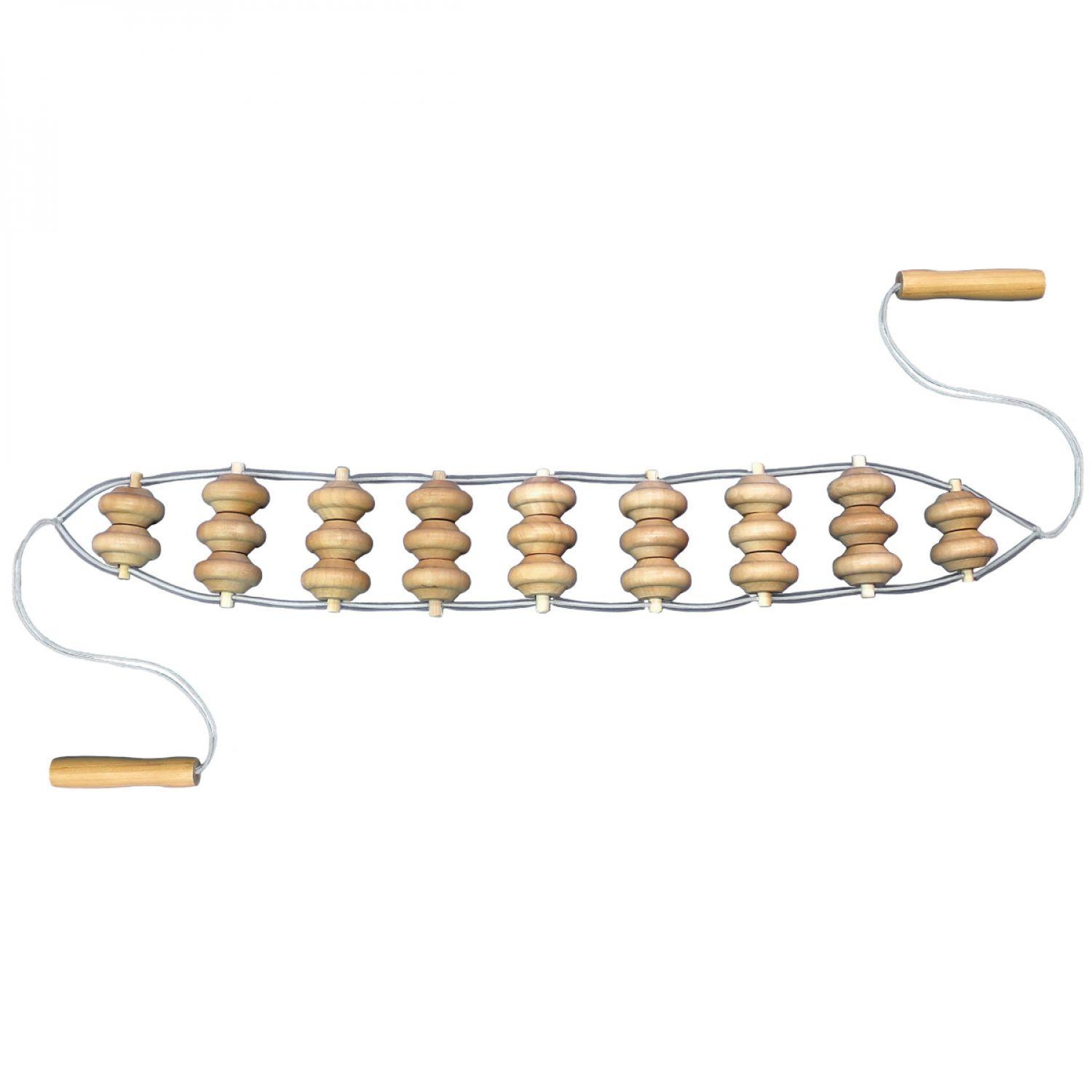 Voir la diapositive 2 : VIVEZEN Sangle, rouleau de massage de dos 113 x 7,5 cm - 3 boules - Bois