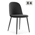 VS VENTA-STOCK Lot de 4 chaises Kana noir, pieds en métal et assise rembourrée