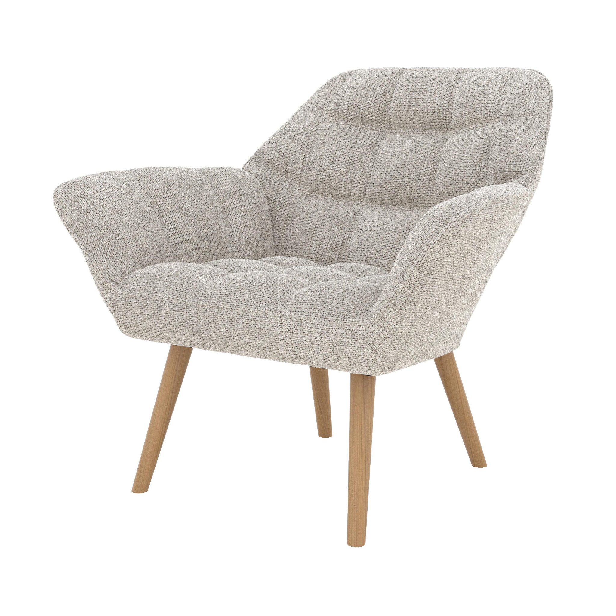 MAISON PAVANE Fauteuil en tissu gris clair et pieds en bois-simba