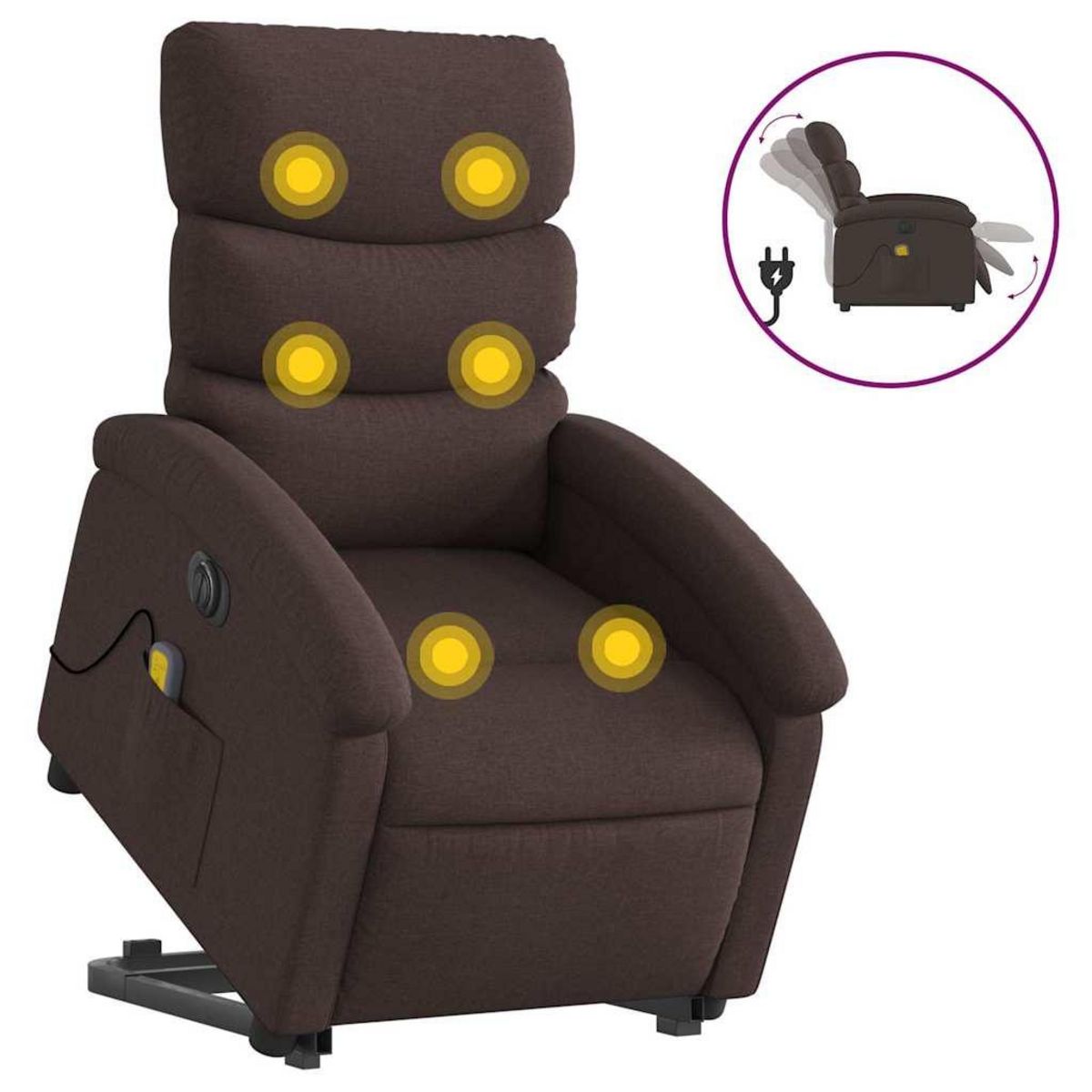 VIDAXL Fauteuil inclinable de massage electrique Marron fonce Tissu