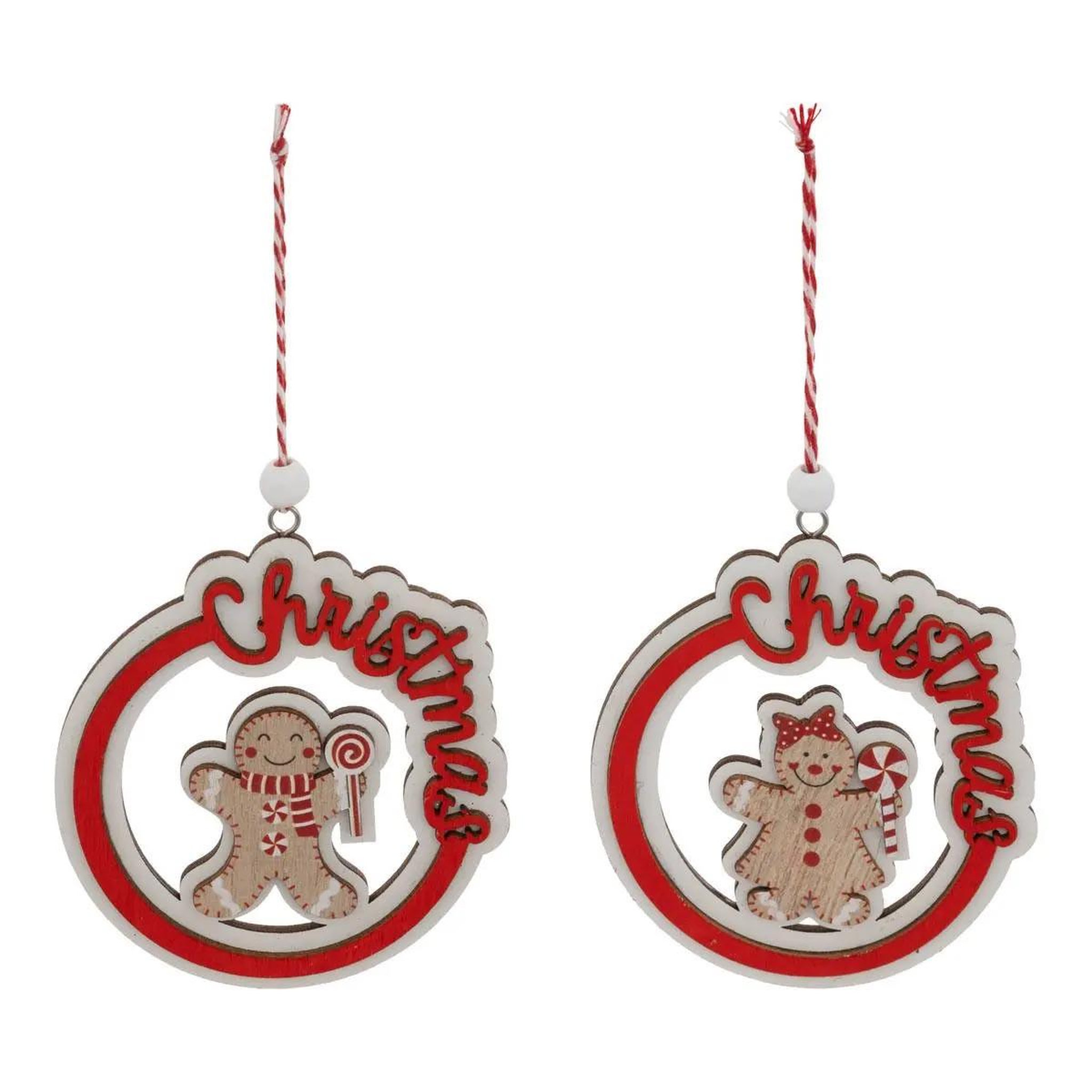 ATMOSPHERA Lot de 2 sujets de noël  pain d'épice  9cm rouge