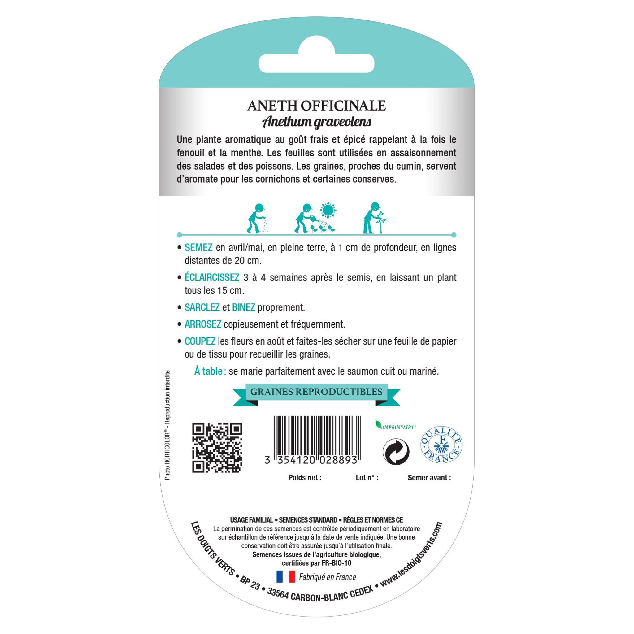 Voir la diapositive 1 : LES DOIGTS VERTS Graines Aneth BIO Les Doigts Verts