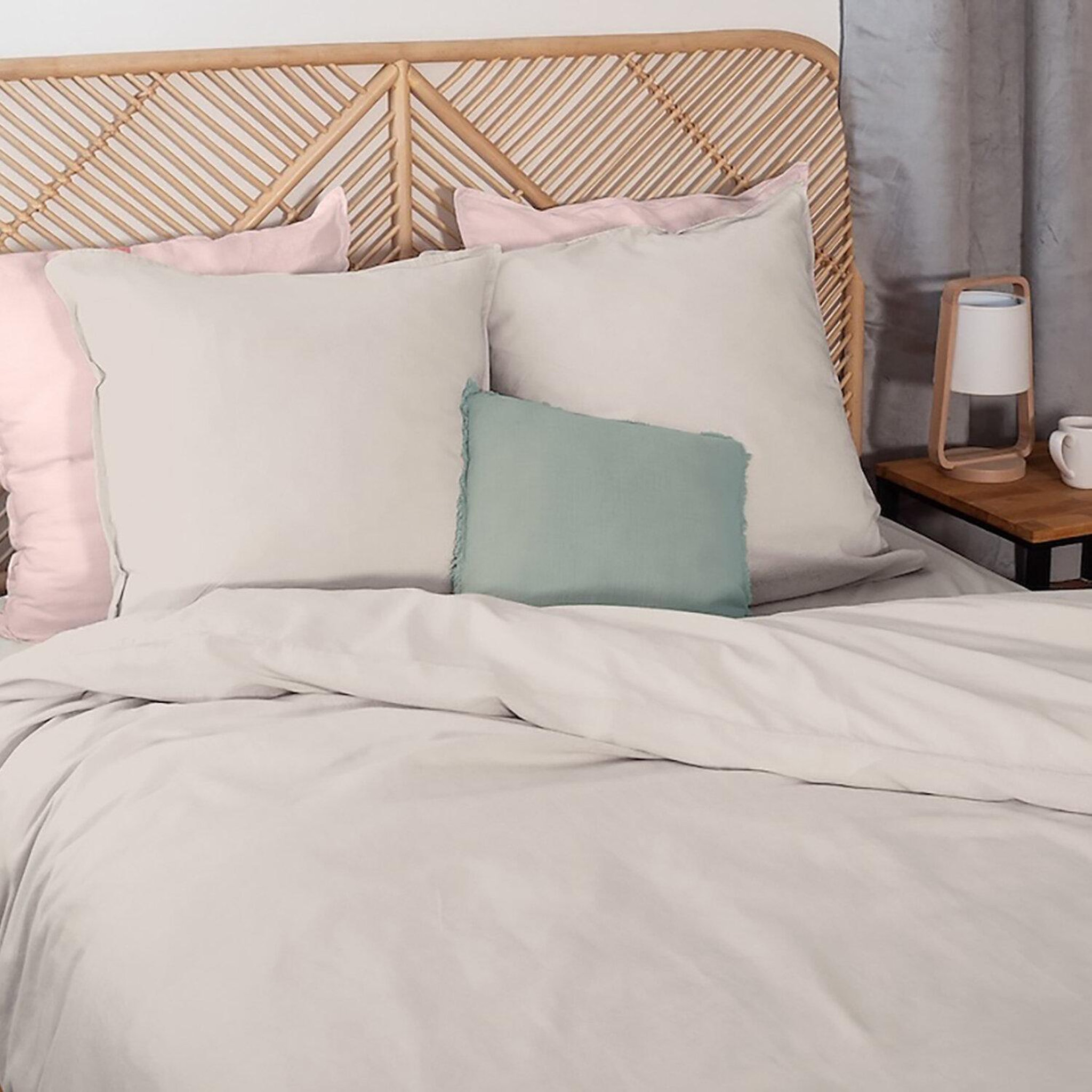 Voir la diapositive 3 : Home collection Parure housse de couette 100% lin et coton lavé 57 fils - dune