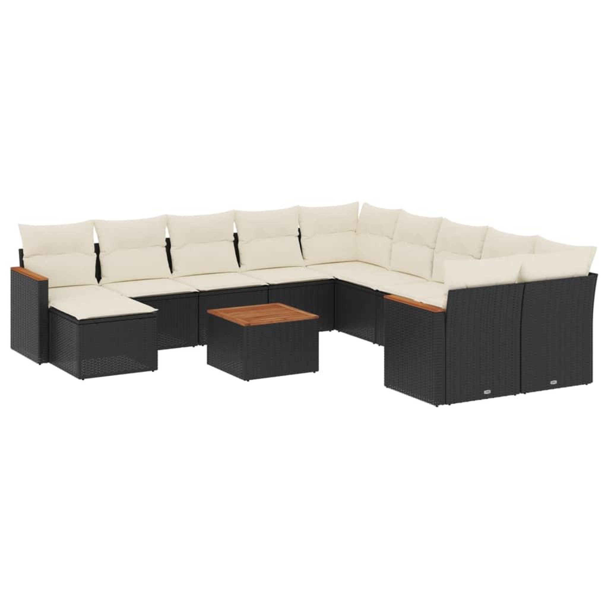 Voir la diapositive 2 : VIDAXL Salon de jardin 12 pcs avec coussins noir resine tressee