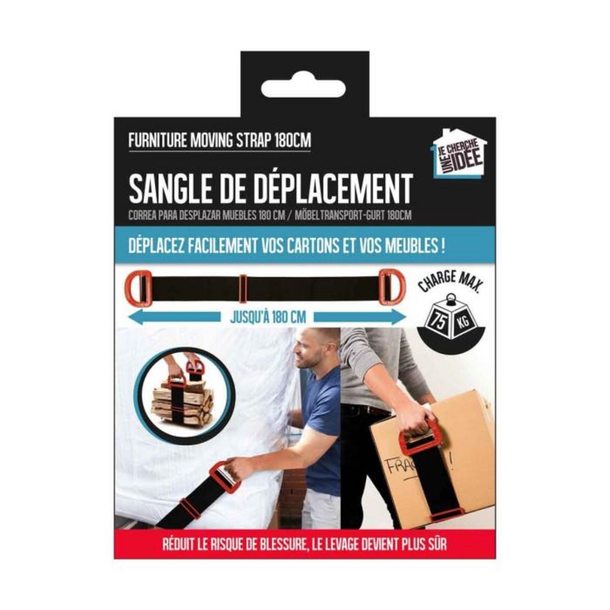 Paris Prix Sangle de Déplacement  Meubles  100-180cm Noir