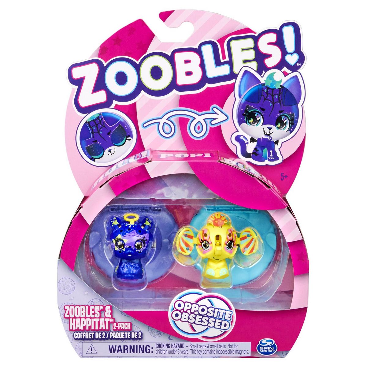SPIN MASTER Figurine - Zoobles animaux - Pack de 2 - Bleu et jaune 
