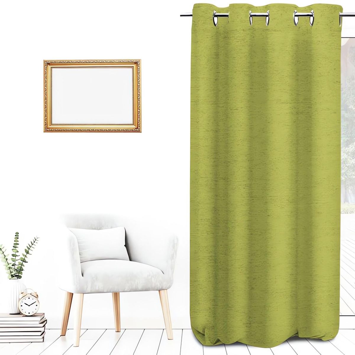 SOLEIL D'OCRE Rideau occultant à oeillets 135x250 cm FLASH 2 vert citron, par Soleil d'Ocre