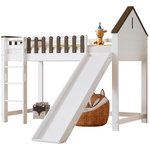 MERAX Lit enfant mi hauteur 90x200cm bois et mdf coloris blanc