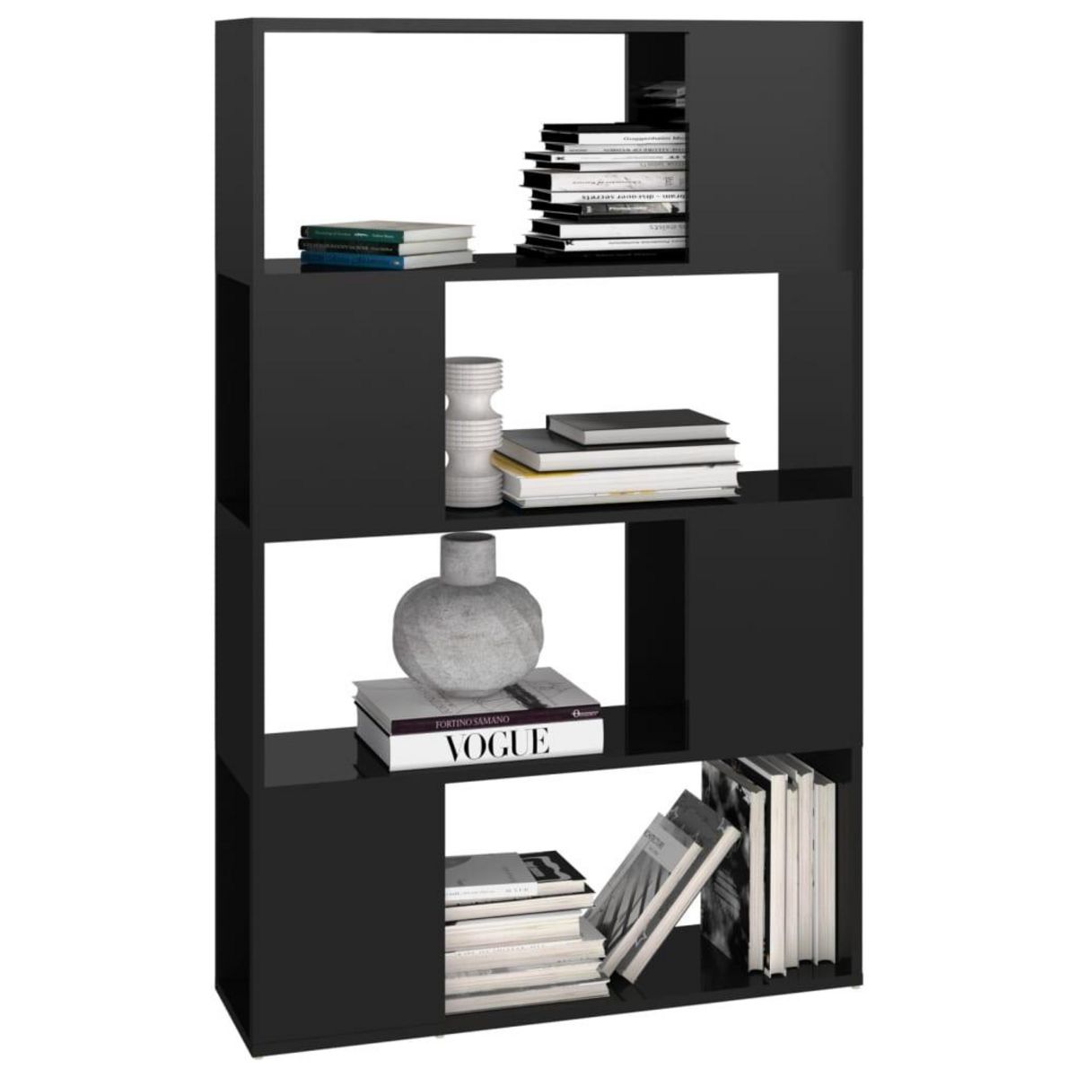 VIDAXL Bibliotheque/Separateur de piece Noir brillant 80x24x124,5 cm
