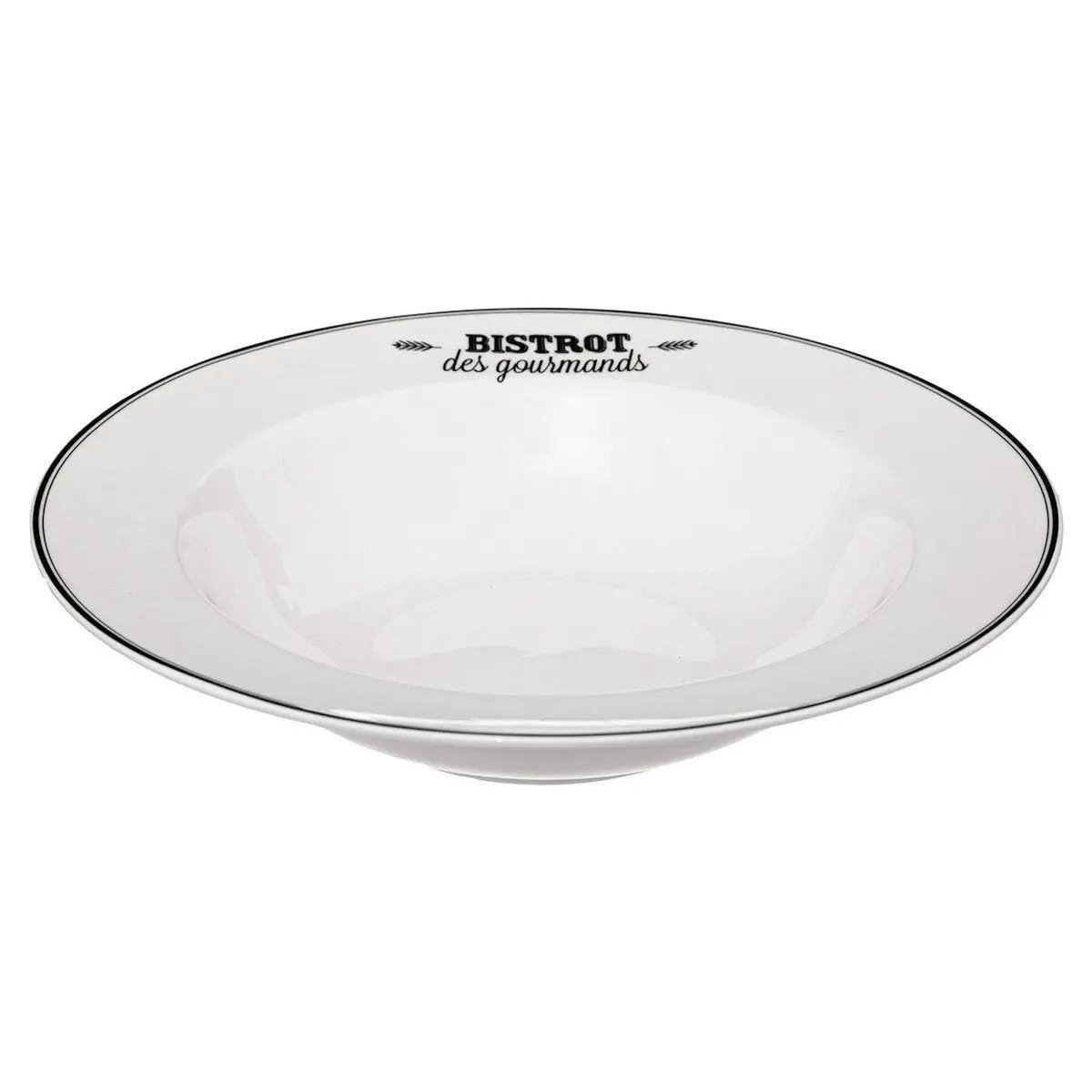 SECRET DE GOURMET Lot de 6 Assiettes à Pâtes  Bistrot  27cm Blanc