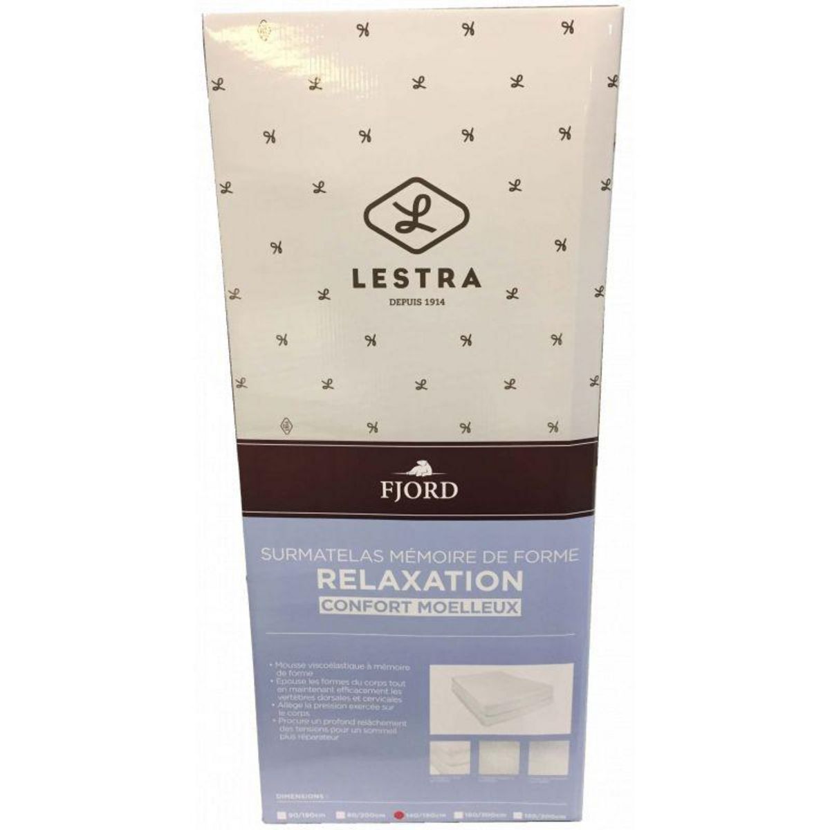 LESTRA Surmatelas Lestra Fjord à mémoire de forme 140 x 190 cm Lestra