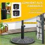 Voir la diapositive 4 : OUTSUNNY Pied de parasol rond base de lestage Ø 45 x 33H cm HDPE aspect rotin tressé poids net 8 Kg noir