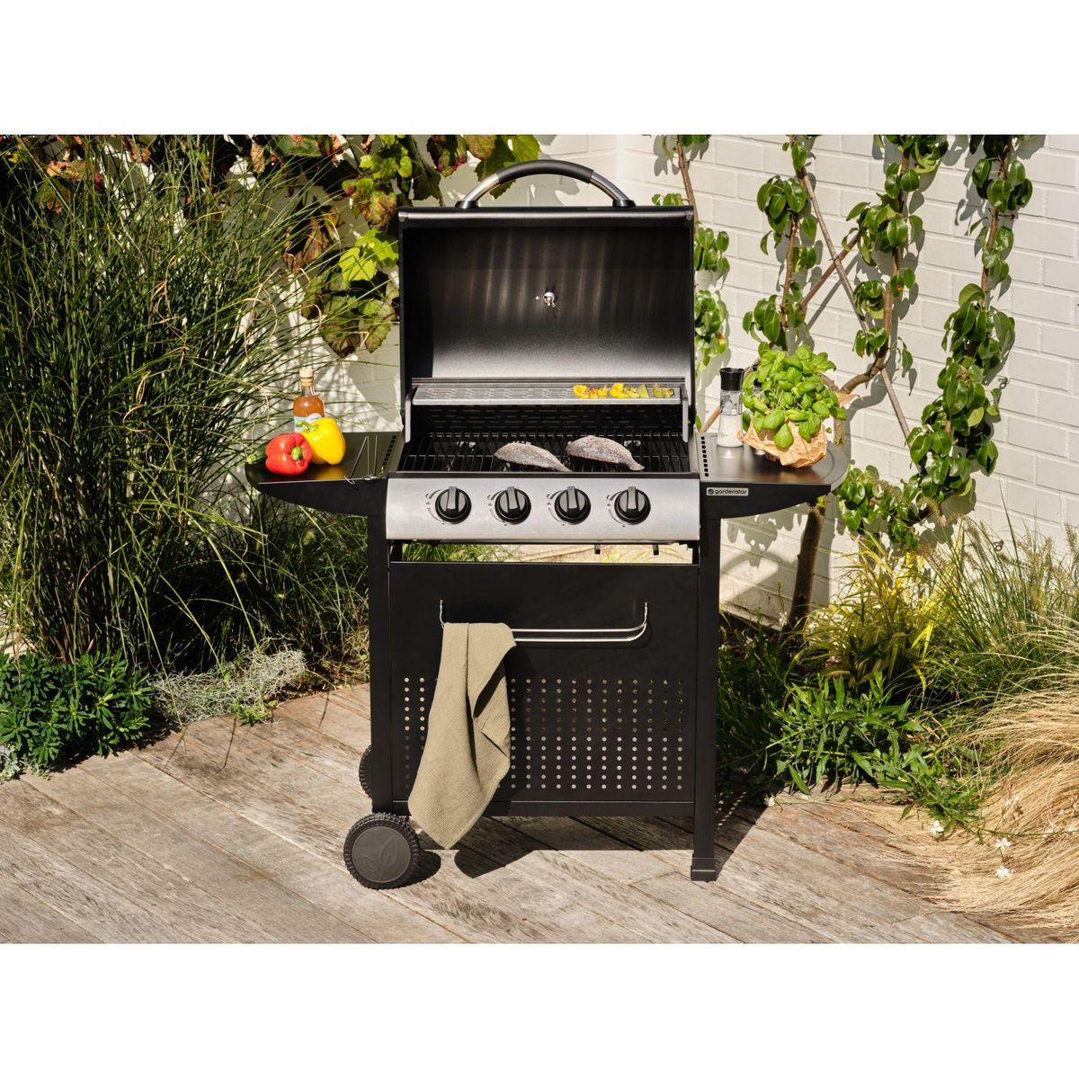 GARDENSTAR Barbecue gaz - 4 brûleurs - Acier