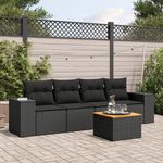 VIDAXL Salon de jardin 5 pcs avec coussins noir resine tressee