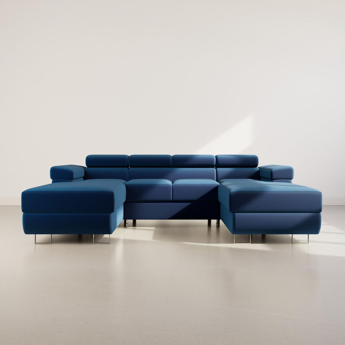 BEST MOBILIER Pablo - canapé panoramique en u - 7 places - convertible avec coffres et têtières réglables - en velours