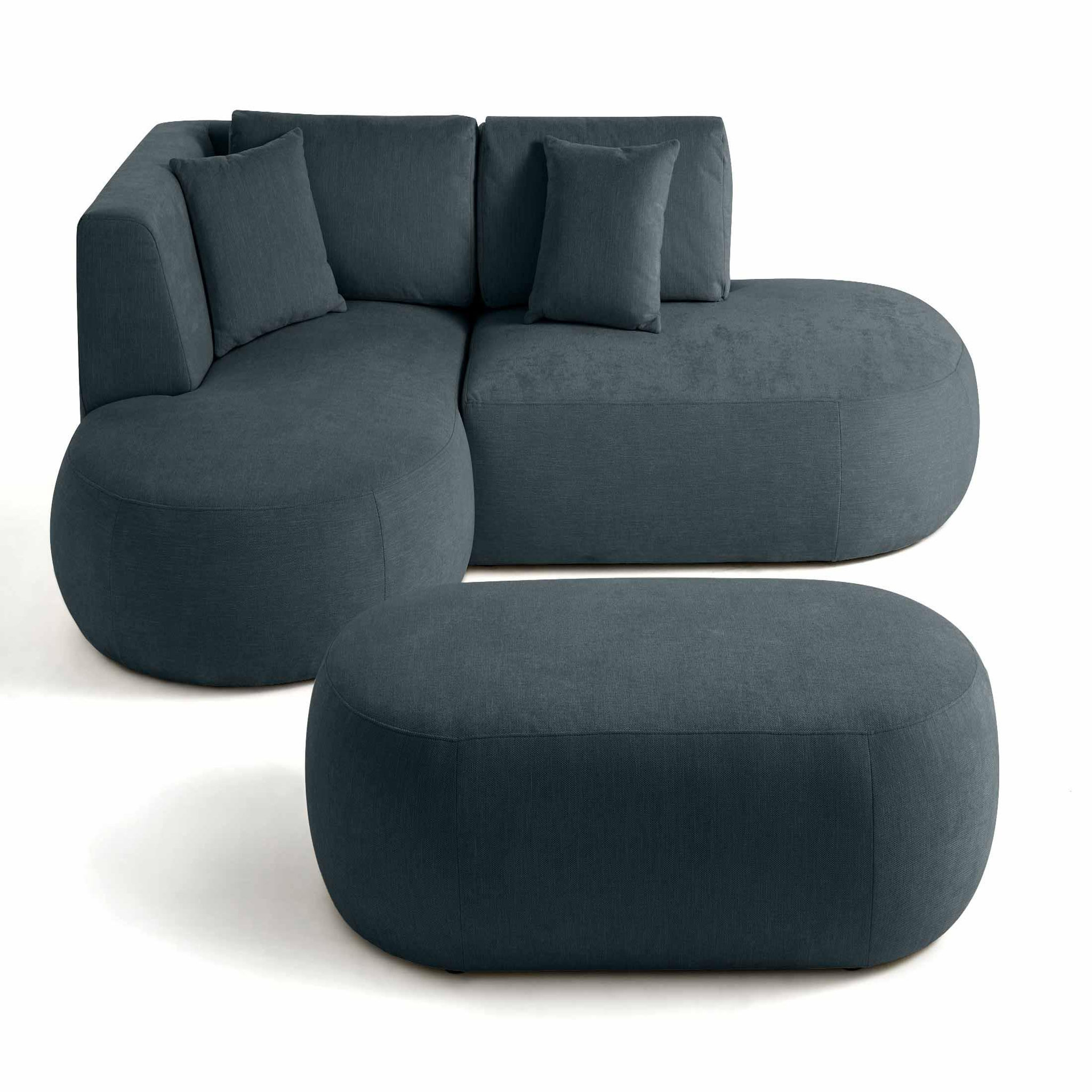 Voir la diapositive 3 : LISA DESIGN Santorini - canapé modulable d'angle gauche + pouf - 4 places - en tissu texturé