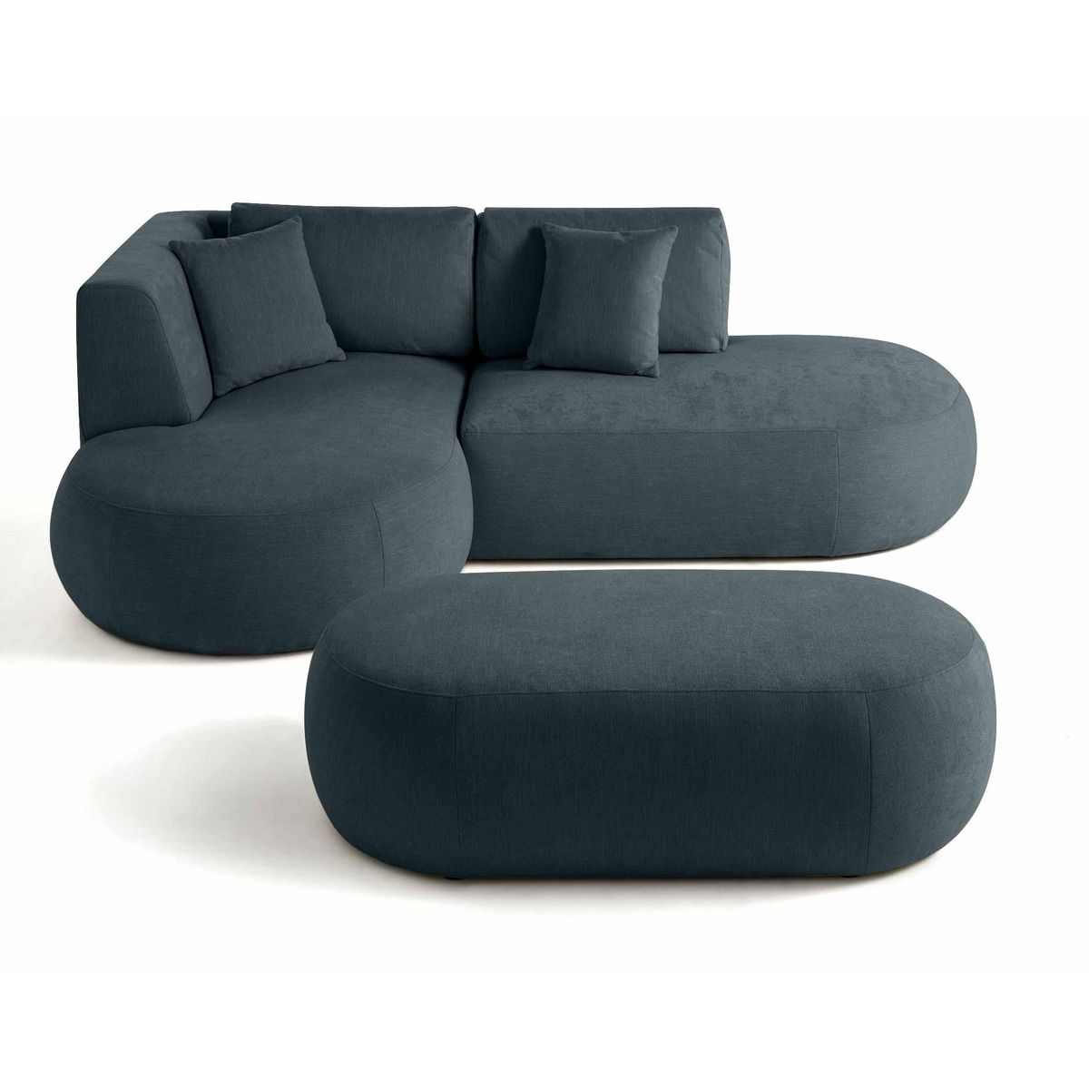 LISA DESIGN Santorini - canapé modulable d'angle gauche + pouf - 4 places - en tissu texturé