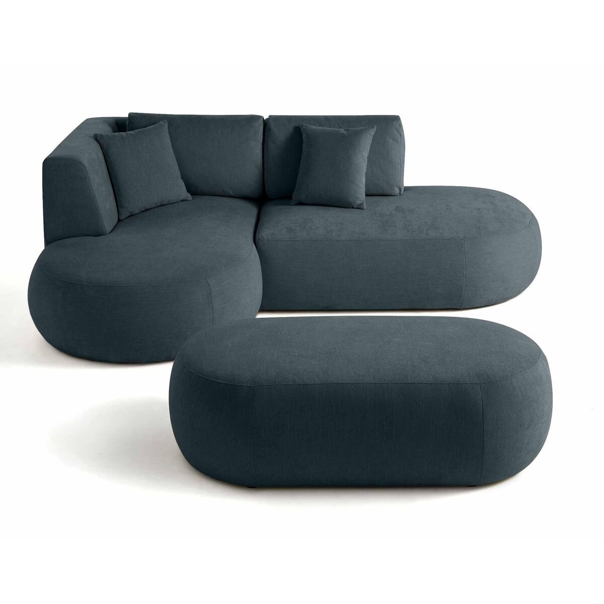 LISA DESIGN Santorini - canapé modulable d'angle gauche + pouf - 4 places - en tissu texturé