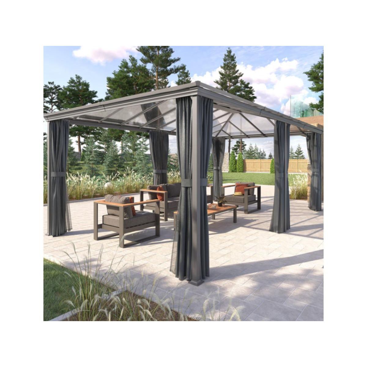 HESPERIDE Pergola Belize en aluminium et polycarbonate 6 x 3,6 m - Hespéride