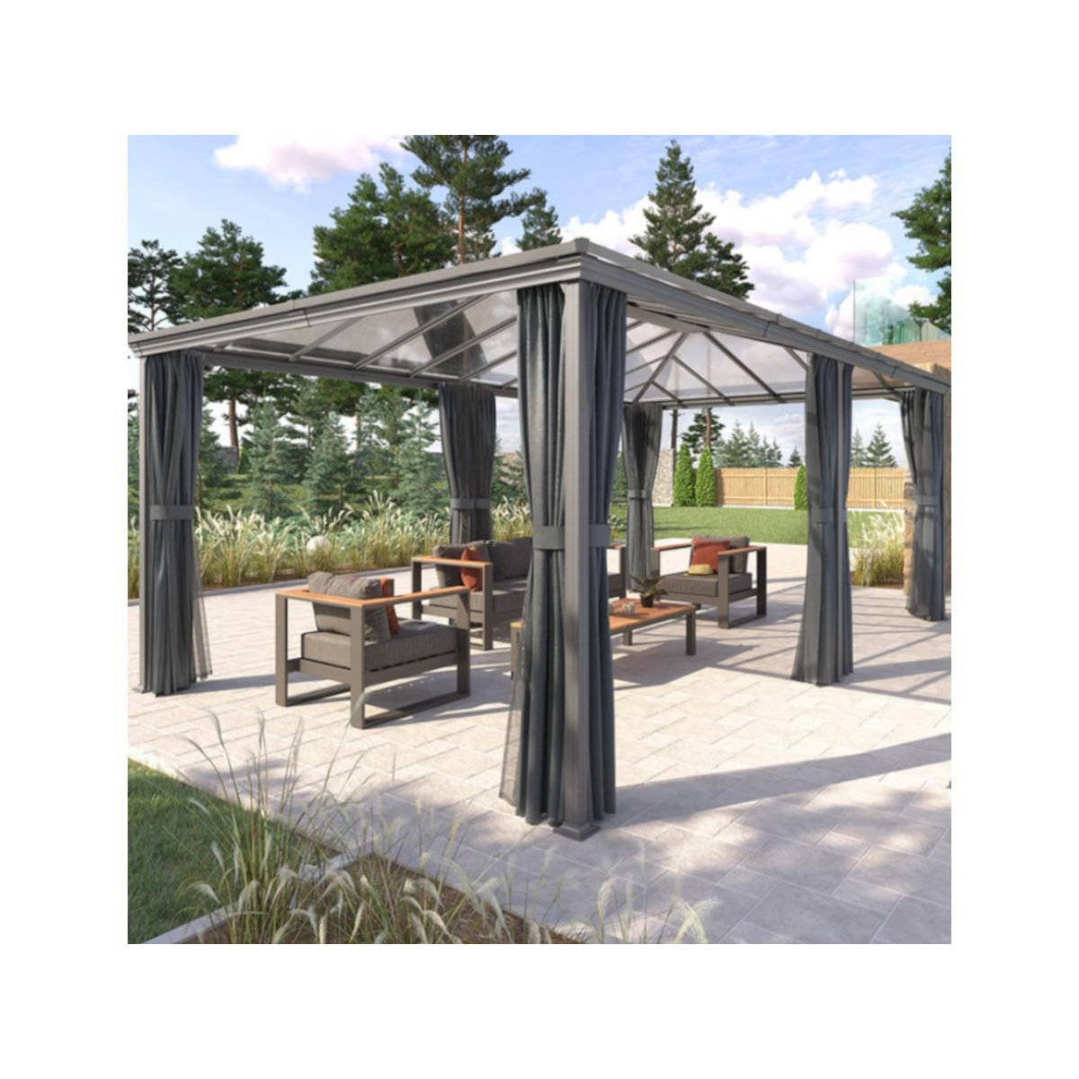 HESPERIDE Pergola Belize en aluminium et polycarbonate 6 x 3,6 m - Hespéride
