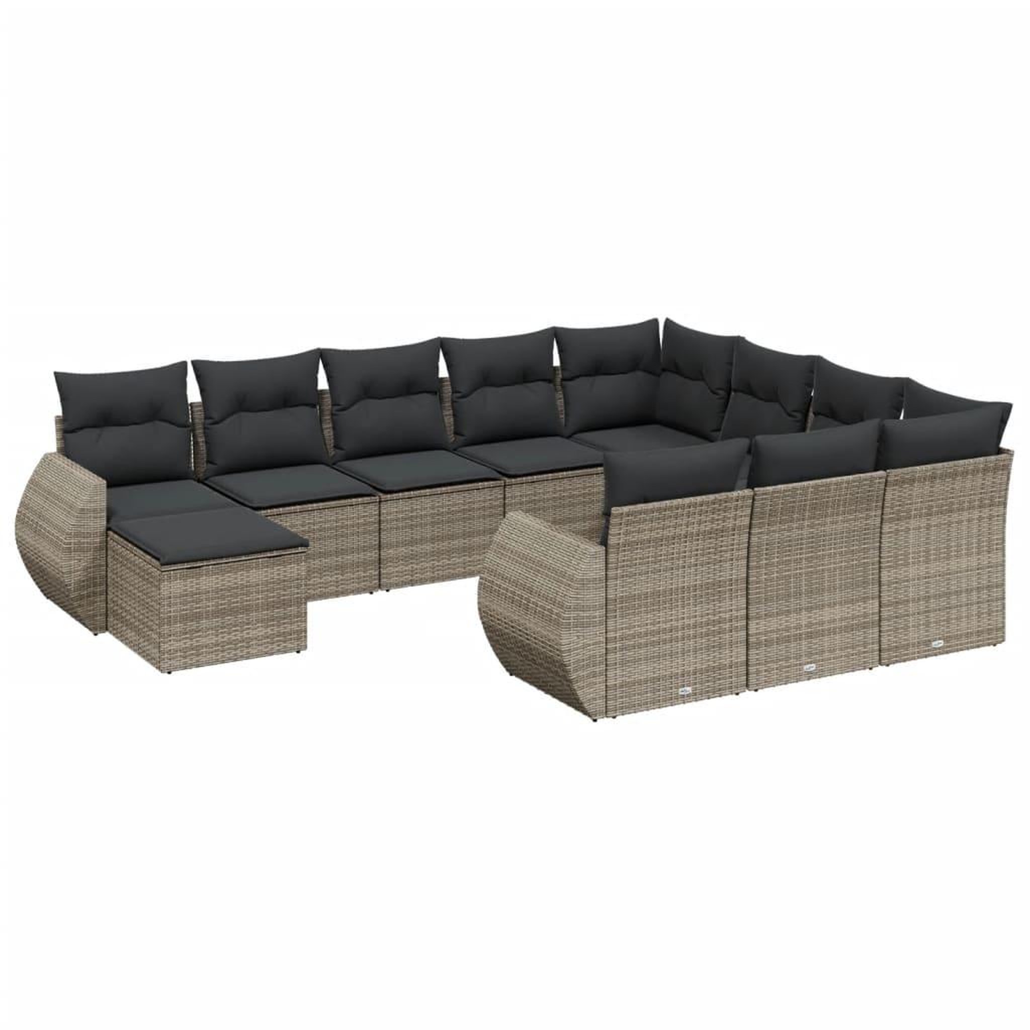 Voir la diapositive 2 : VIDAXL Salon de jardin 11 pcs avec coussins gris resine tressee