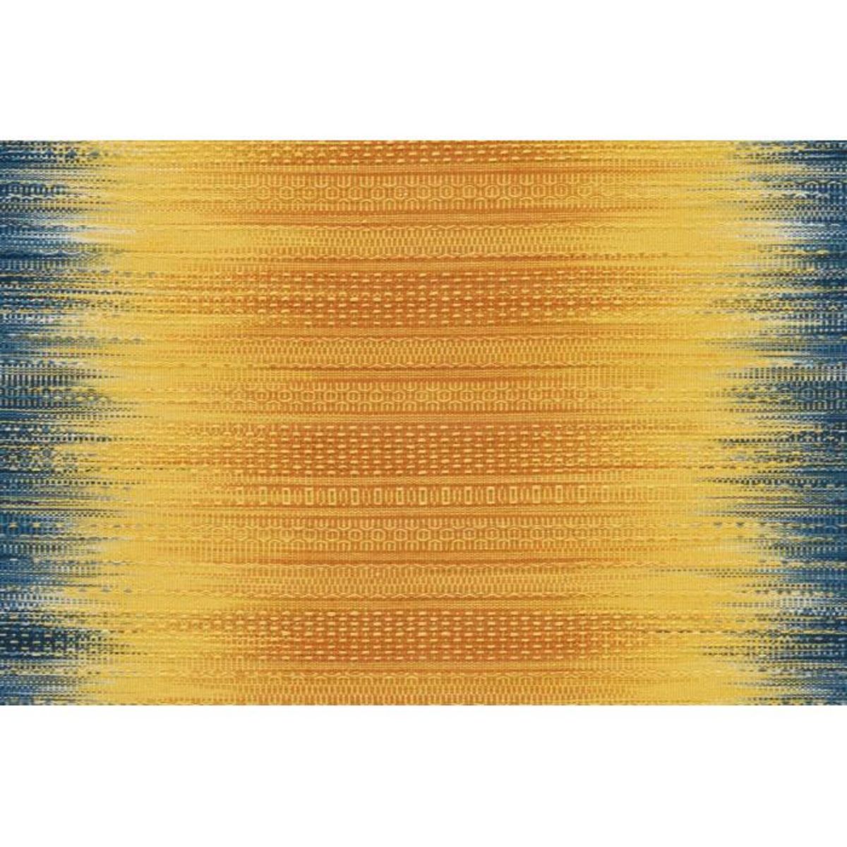 Paris Prix Tapis en Laine Fait Main  Sunset  90x160cm Jaune & Bleu