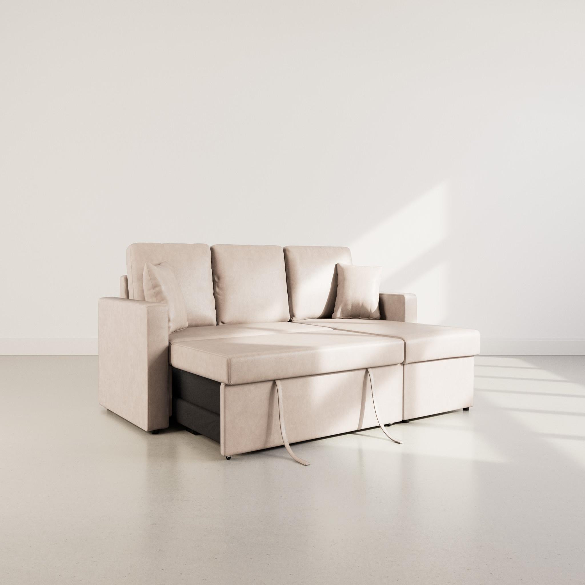 Voir la diapositive 2 : BEST MOBILIER Cyrus - canapé d'angle réversible 4 places - convertible avec coffre - en simili