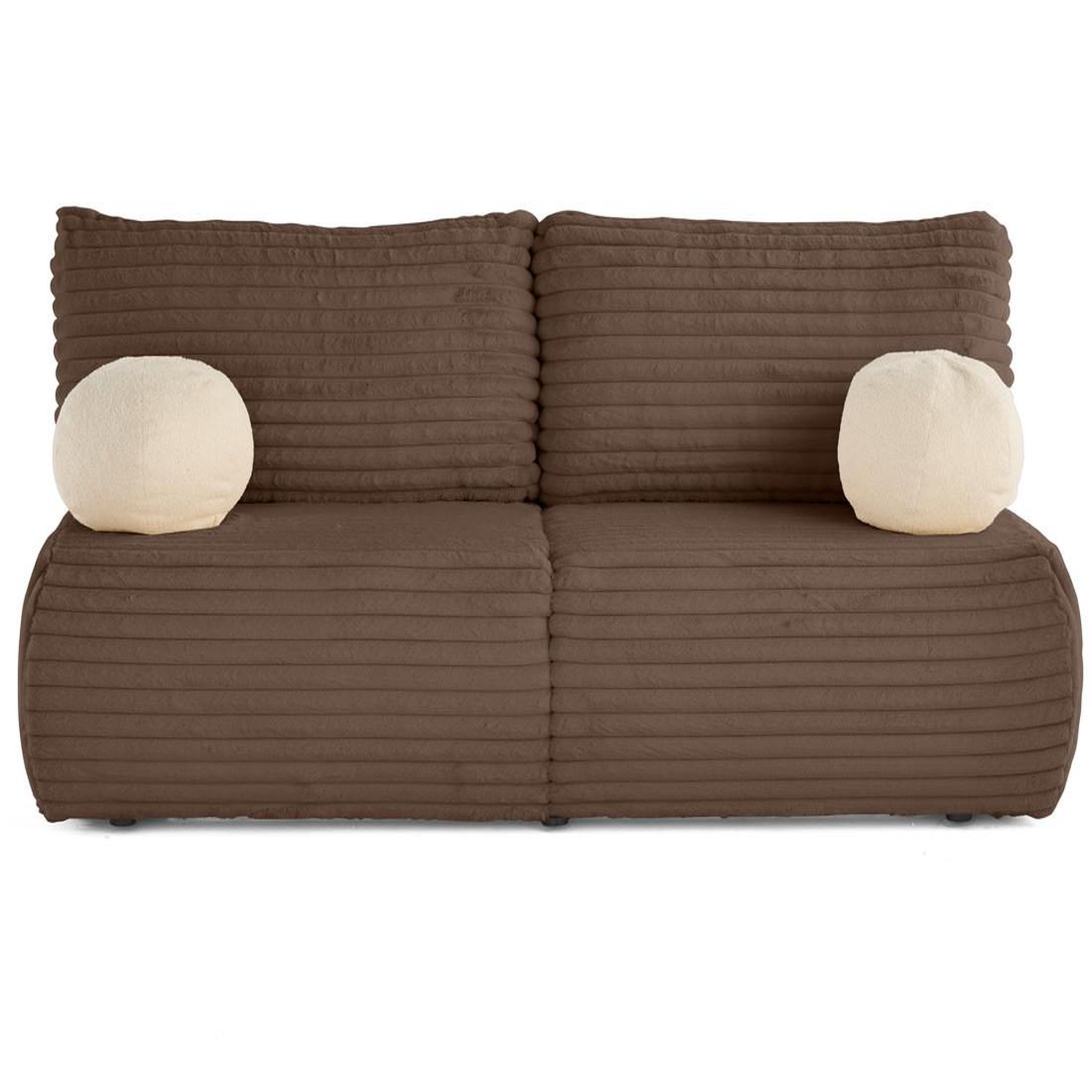 Voir la diapositive 1 : BEST MOBILIER Marvin - canapé 3 places convertible et coffre en fausse fourrure côtelée avec 2 coussins boule inclus