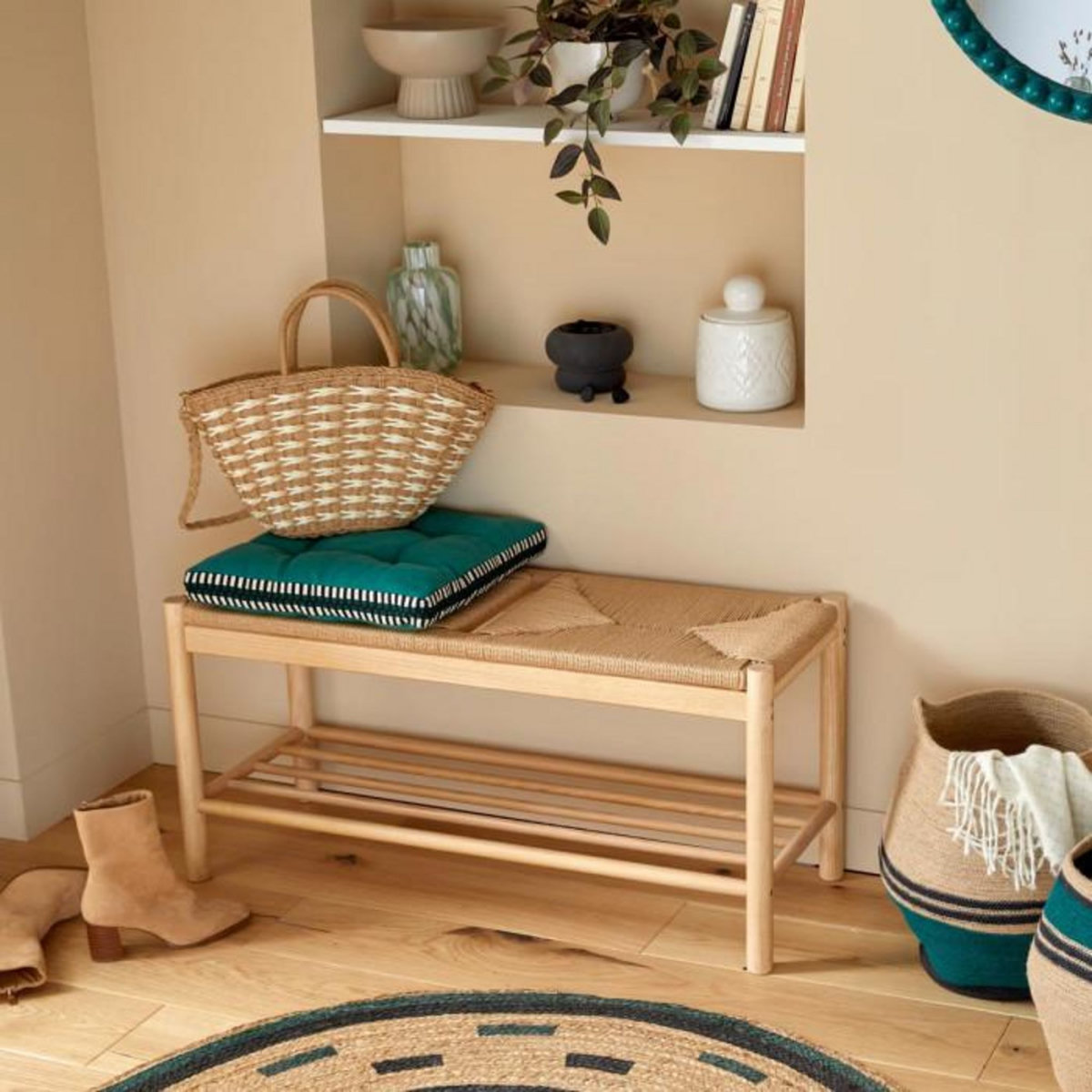 ATMOSPHERA Banc en Bois Massif  Maesi  95cm Naturel