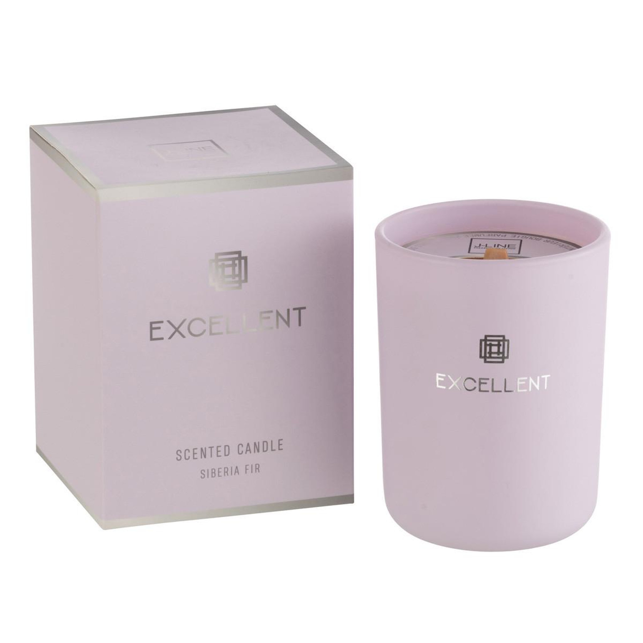 J-LINE Bougie parfumée en verre  excellent  12cm siberia fir lilas
