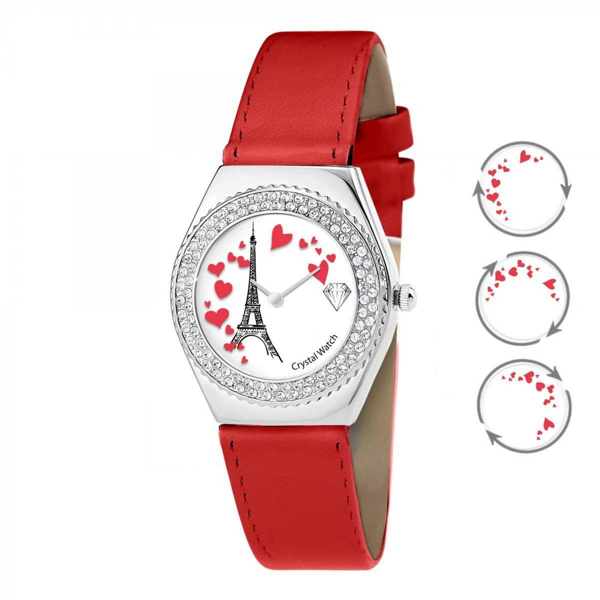 SC CRYSTAL Montre Alysson Tour Eiffel à mouvement tournant SC Crystal ornée de Cristaux scintillants