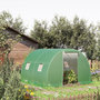 Voir la diapositive 2 : OUTSUNNY Serre tunnel de jardin 9 m² - 3 x 3 x 2 m - 4 fenêtres, porte zippée enroulable - acier galvanisé PE haute densité vert