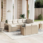 VIDAXL Salon de jardin 11 pcs avec coussins beige resine tressee