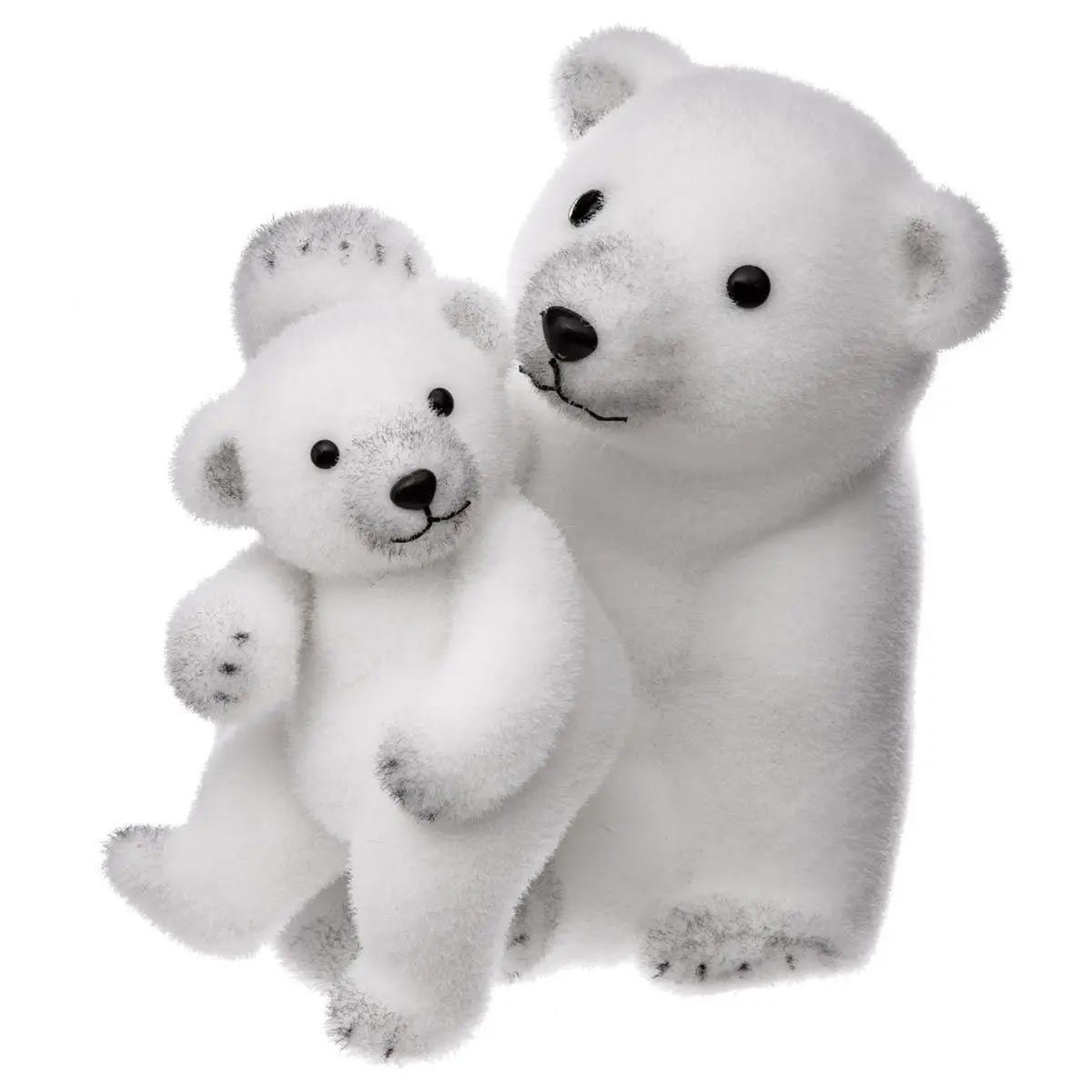 ATMOSPHERA Ours avec bébé assis  manteau  33cm blanc