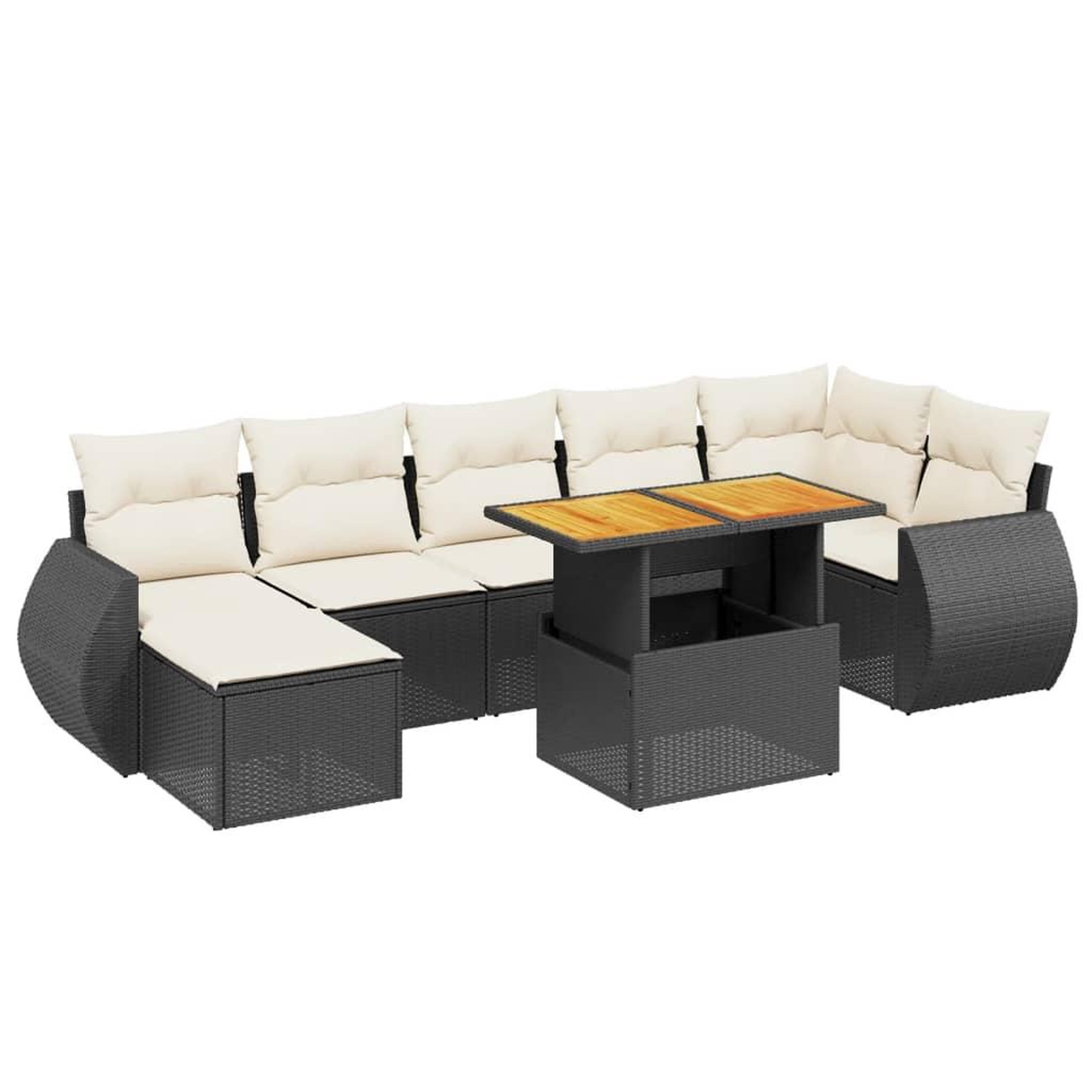 Voir la diapositive 2 : VIDAXL Salon de jardin 8 pcs avec coussins noir resine tressee
