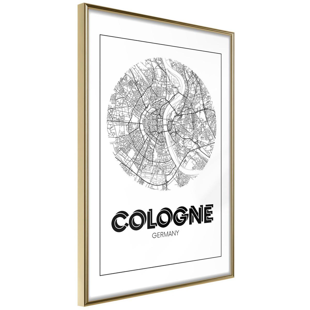 Paris Prix Affiche Murale Encadrée  City Map Cologne Round