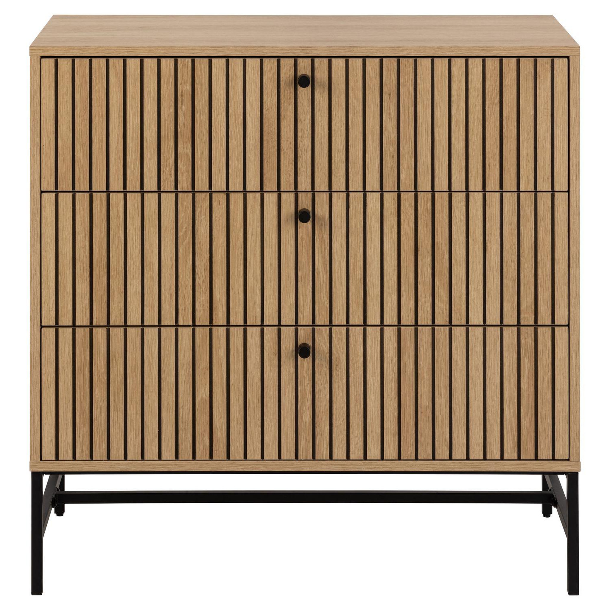 Voir la diapositive 2 : TOILINUX Commode rectangulaire 3 tiroirs effet tasseaux baïkal - beige