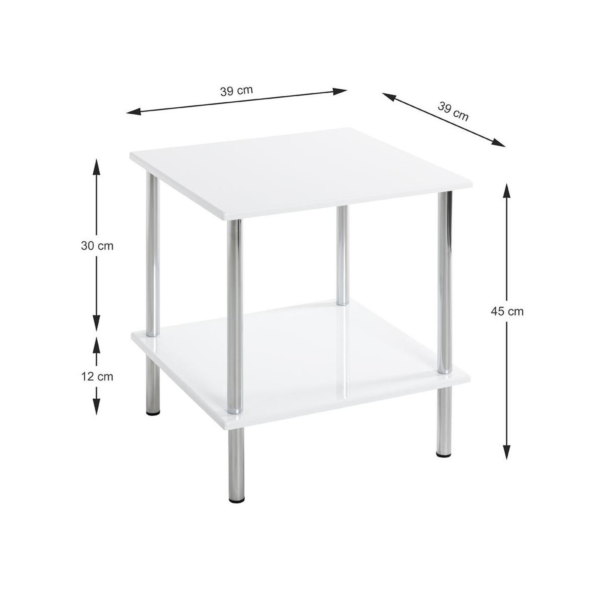 Voir la diapositive 2 : Paris Prix Table d'appoint design  cromo  45cm blanc & argent