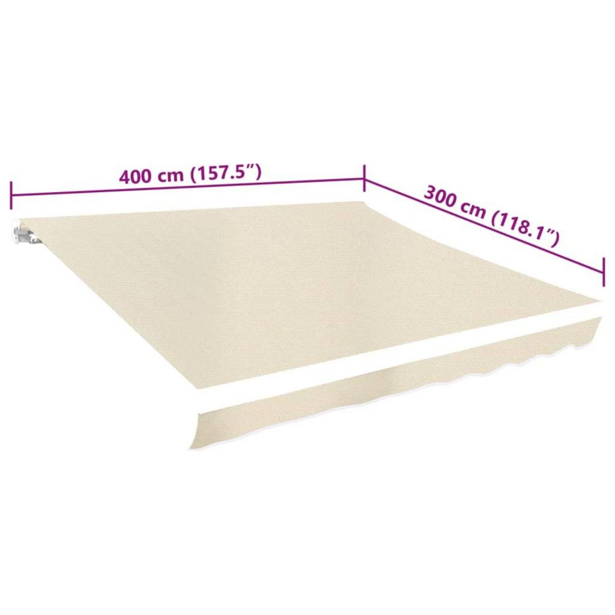 VIDAXL Toit d'auvent Toile Creme 4x3 m (Cadre non inclus)