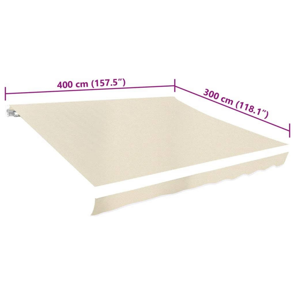 VIDAXL Toit d'auvent Toile Creme 4x3 m (Cadre non inclus)