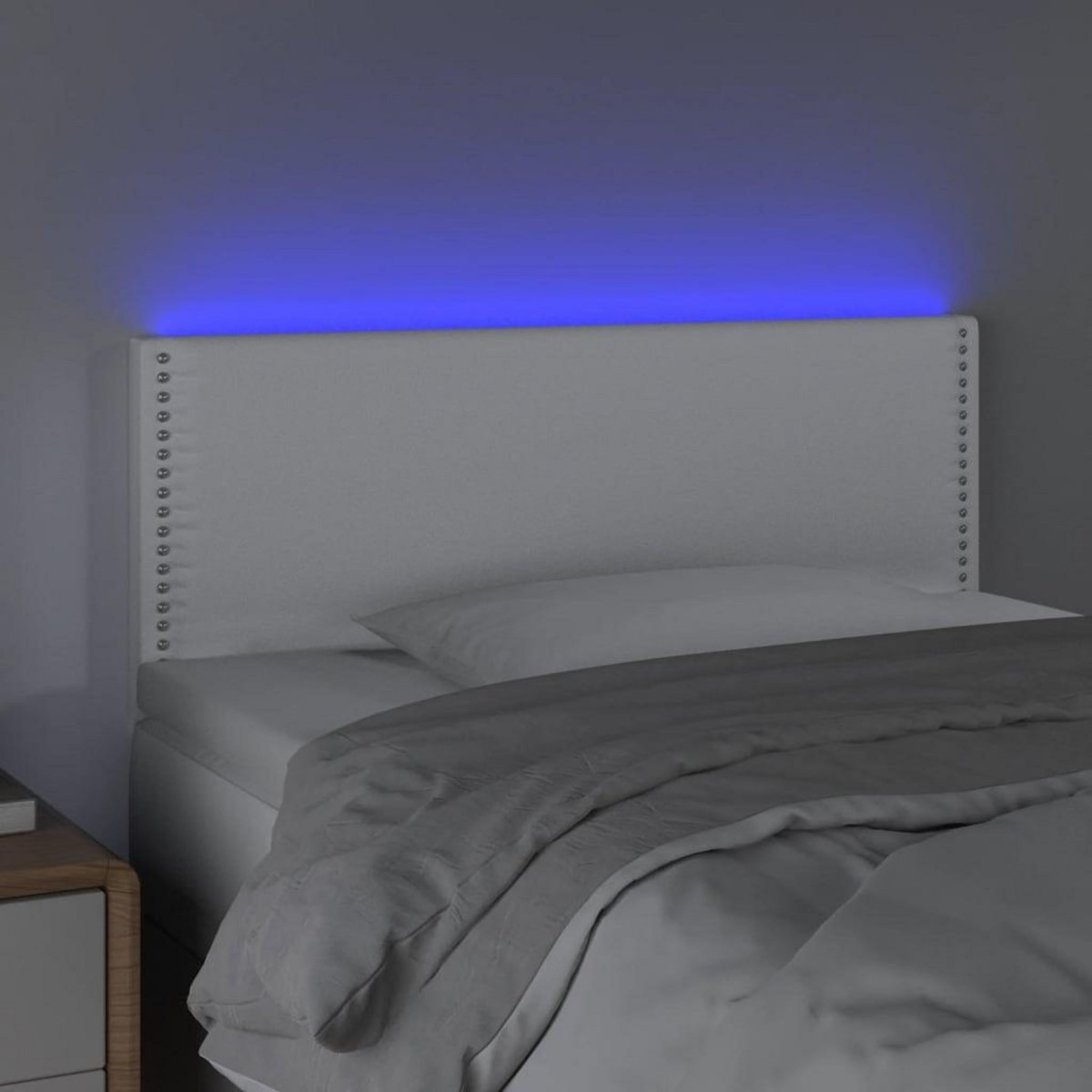 VIDAXL Tete de lit a LED Blanc 80x5x78/88 cm Similicuir