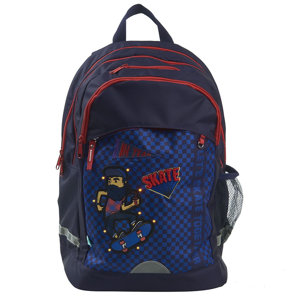 AUCHAN Sac à dos 2 compartiments bleu SKATE avec leds