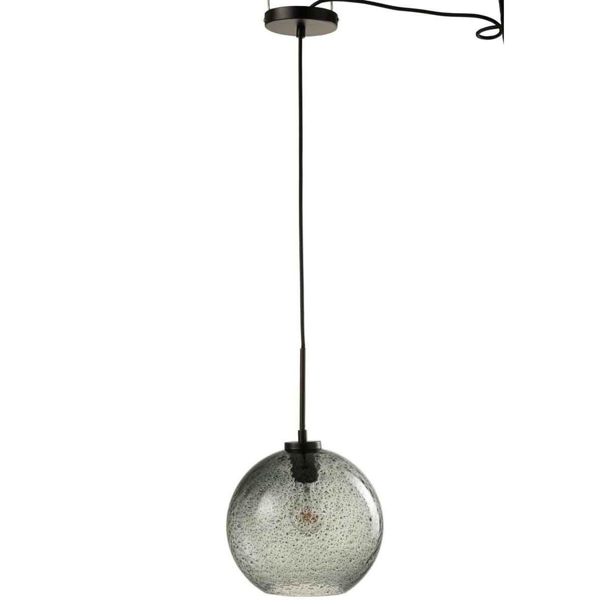 Voir la diapositive 1 : J-LINE Lampe suspension en verre  boule pois  40cm gris