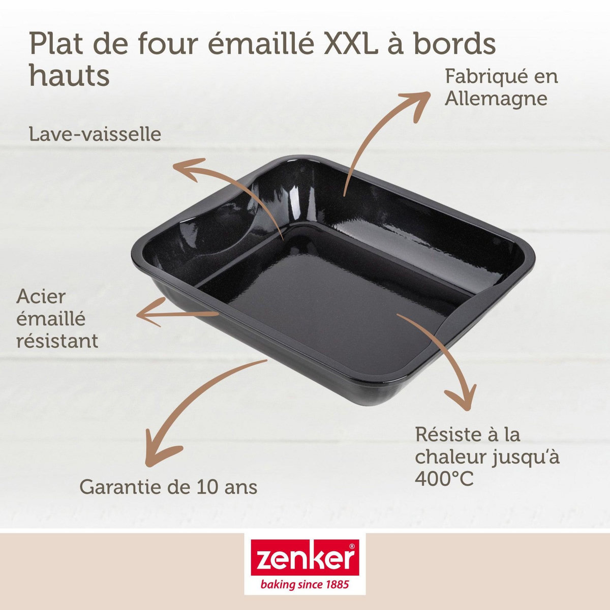 ZENKER Plat à four XXL rectangle en acier émaillé 40 x 34 cm Zenker Spécial cooking