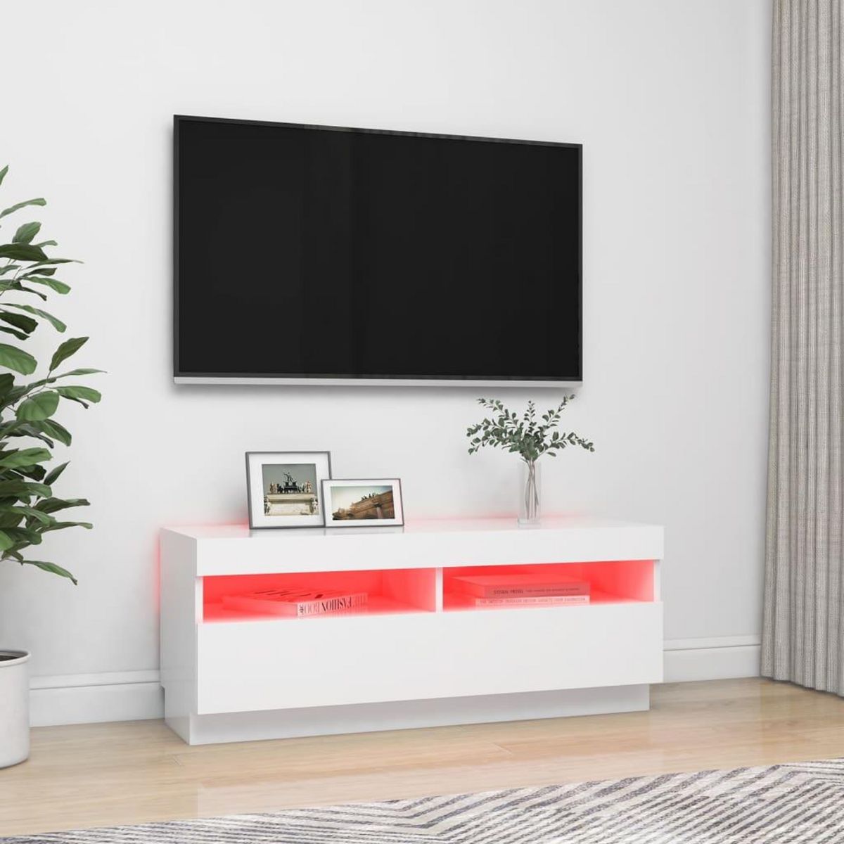 VIDAXL Meuble TV avec lumieres LED Blanc 100x35x40 cm