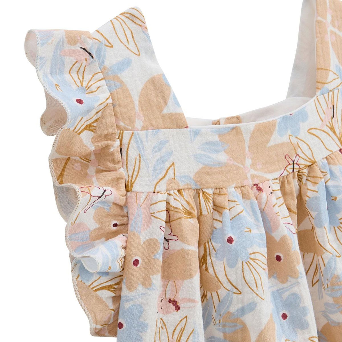 Petit Béguin Robe enfant en gaze de coton Praline
