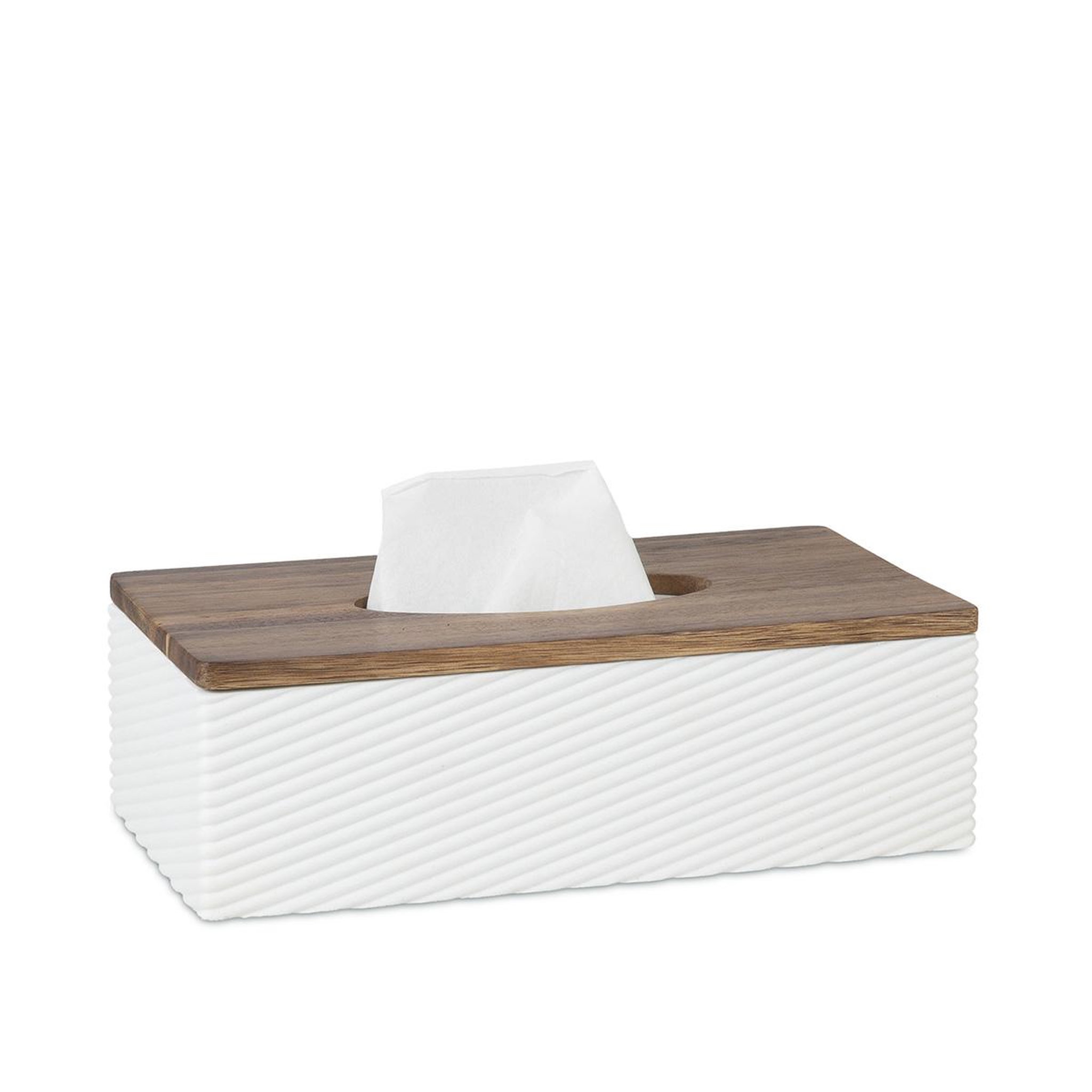 MAISON AUBERTIN Boîte à mouchoir - Résine blanche et bois - ASCOLI