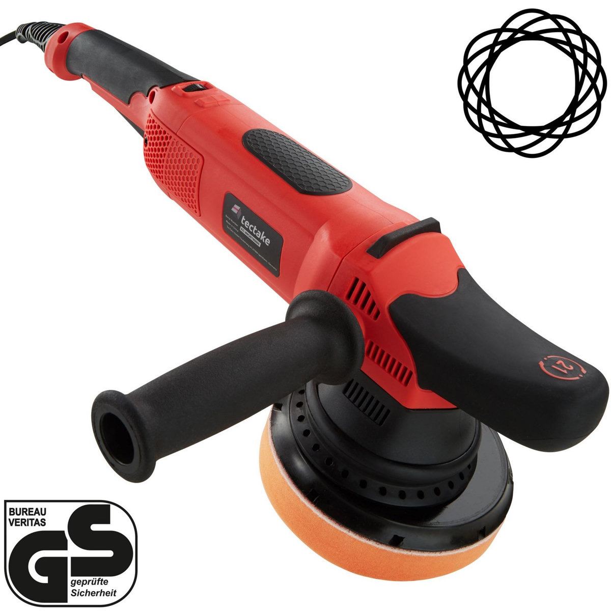 tectake Polisseuse excentrique avec 15 Accessoires 810 W noir/rouge